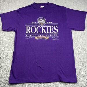 Vintage 1992 Colorado Rockies T-Shirt Men's XL Purple Trench USA MLB Baseball